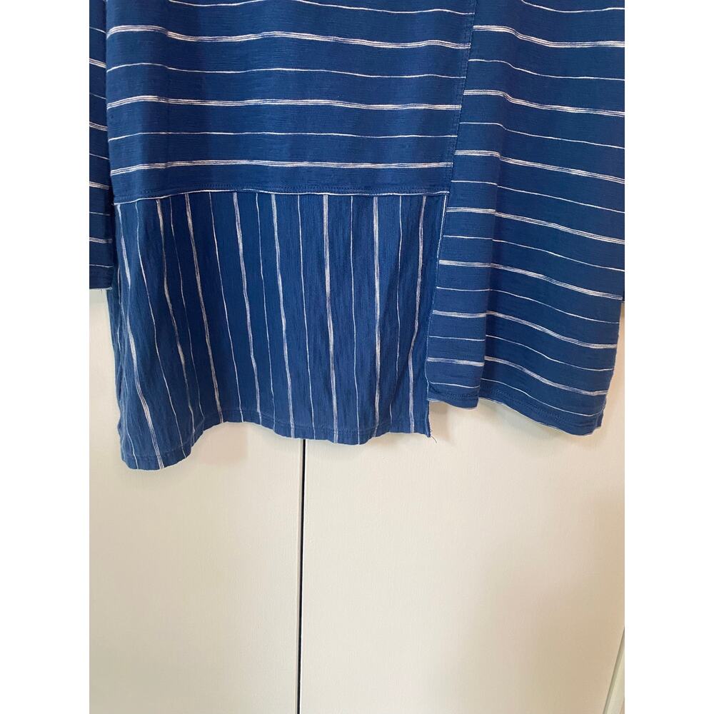 Habitat Long Sleeve Striped 100% Cotton Blue & White Top Sz L Artsy - Picture 3 of 6